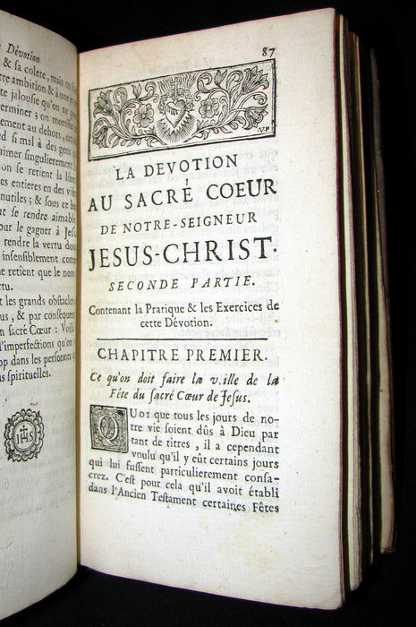 1725 Scarce French Book - The devotion to the Sacred Heart of Jesus by Father Croiset