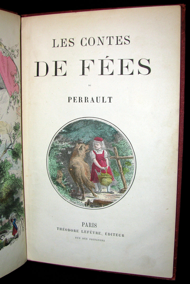 1890 Scarce COLOR illustrated French Book ~ Les Contes des Fées by Perrault - Fairy Tales