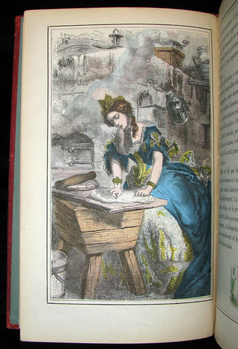 1890 Scarce COLOR illustrated French Book ~ Les Contes des Fées by Perrault - Fairy Tales