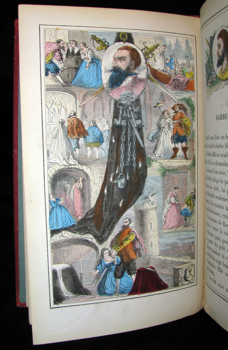 1890 Scarce COLOR illustrated French Book ~ Les Contes des Fées by Perrault - Fairy Tales