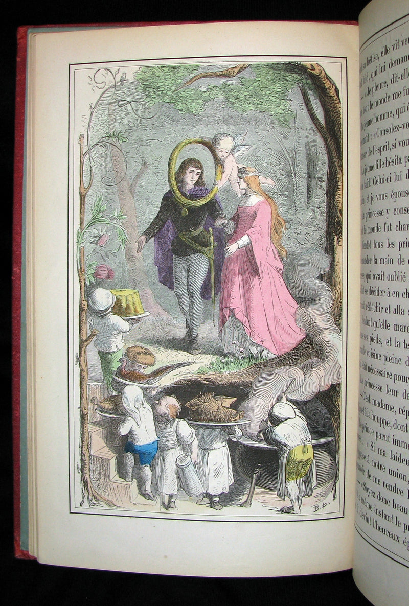1890 Scarce COLOR illustrated French Book ~ Les Contes des Fées by Perrault - Fairy Tales