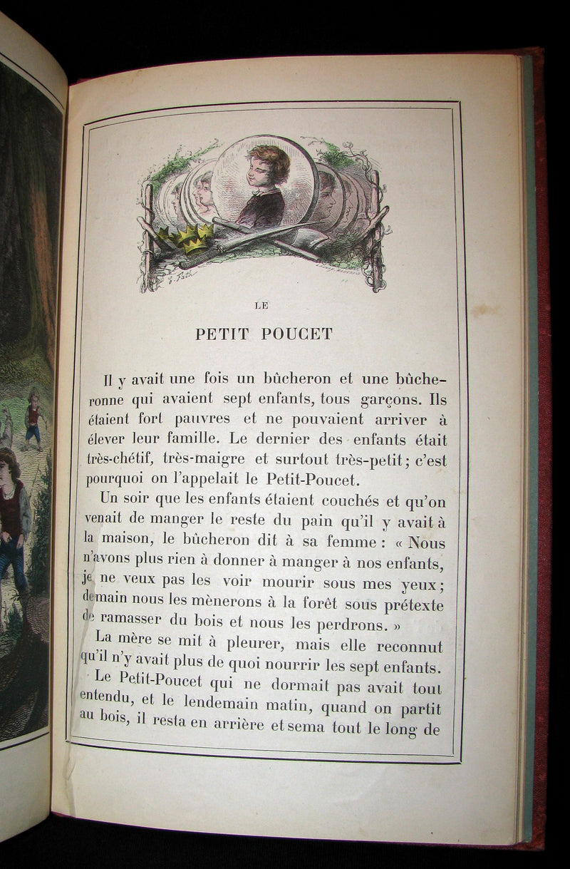 1890 Scarce COLOR illustrated French Book ~ Les Contes des Fées by Perrault - Fairy Tales