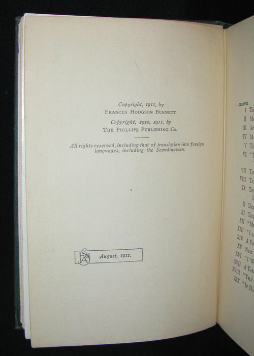 1911 Rare First Edition Book - The Secret Garden by Frances Hodgson Burnett.