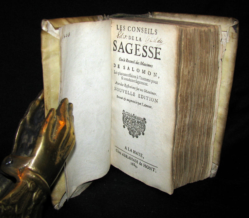1684 Rare French Vellum Book - Wisdom Tips Or Solomon's Maxims - CONSEILS de la SAGESSE