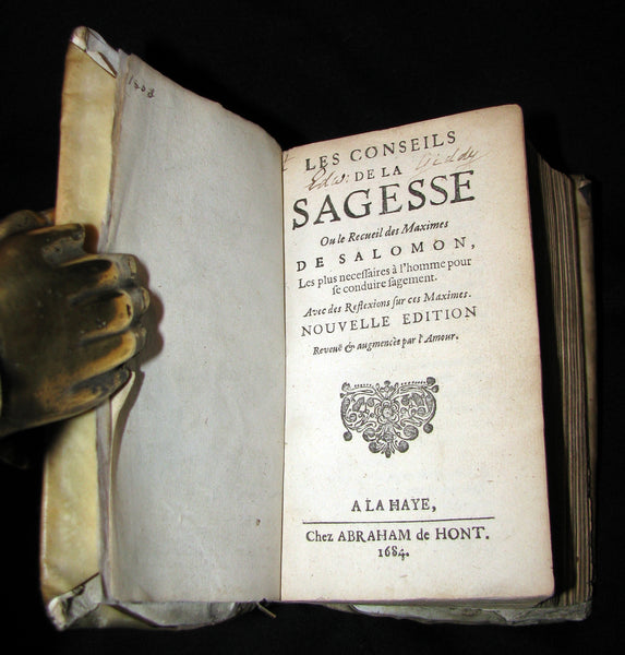 1684 Rare French Vellum Book - Wisdom Tips Or Solomon's Maxims - CONSEILS de la SAGESSE