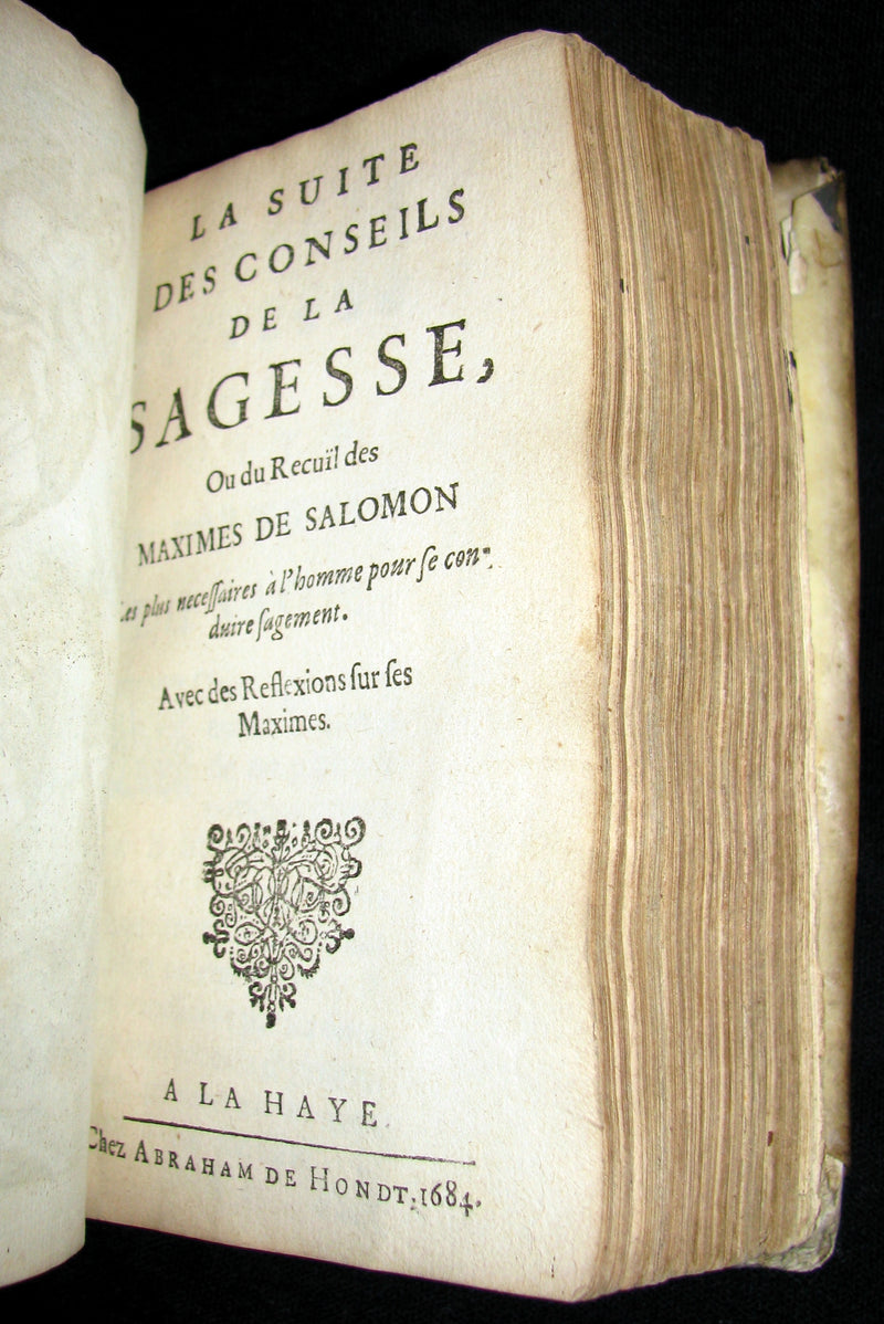 1684 Rare French Vellum Book - Wisdom Tips Or Solomon's Maxims - CONSEILS de la SAGESSE