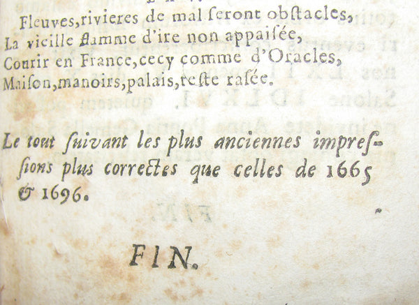 1698 Antique French Book ~ NOSTRADAMUS Propheties RARE Lyon Michel de Nostredame