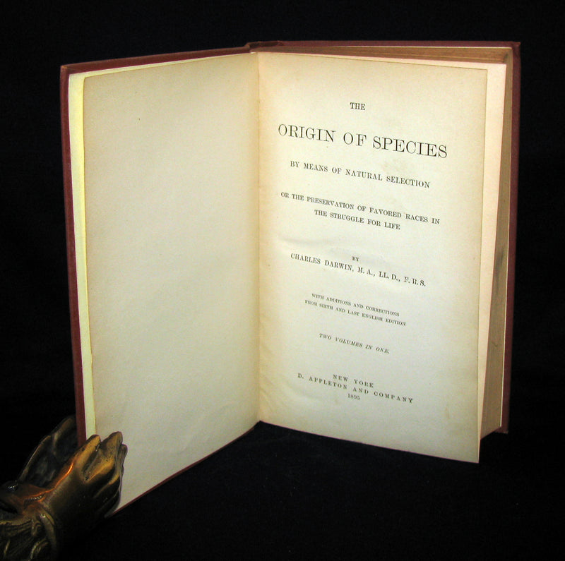 1895 Rare Book - CHARLES DARWIN The ORIGIN OF SPECIES - Natural Selection. (2 Volumes in 1).