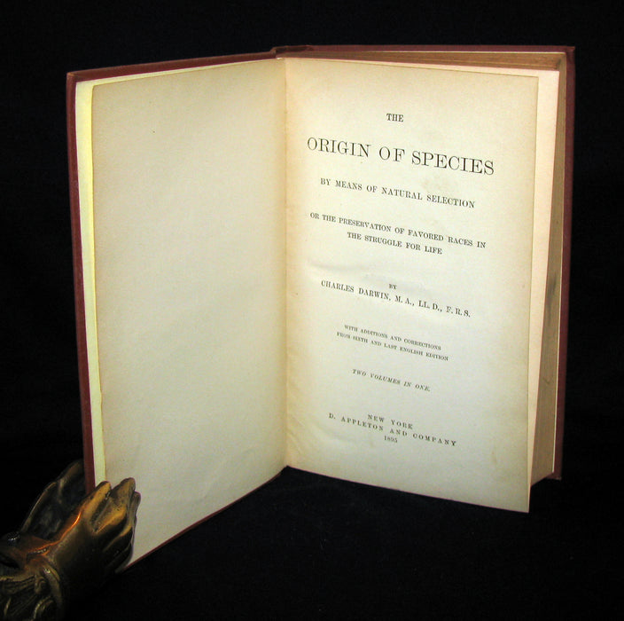 1895 Rare Book - CHARLES DARWIN The ORIGIN OF SPECIES - Natural Selection. (2 Volumes in 1).