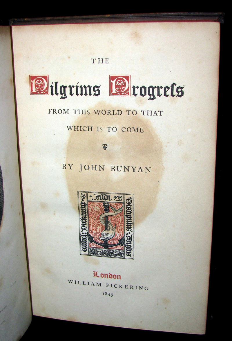1849 Rare Victorian Book - The Pilgrim's Progress by John Bunyan. Hayday Binding.