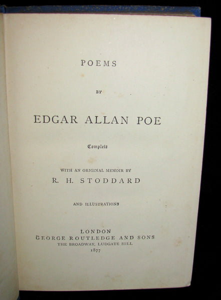 1877 Rare Book - Poems by Edgar Allan POE (The Raven, Lenore, Ulalume, ...)