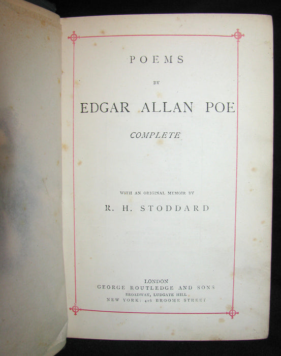 1875 Rare Book - Poems by Edgar Allan POE (The Raven, Lenore, Ulalume, ...)