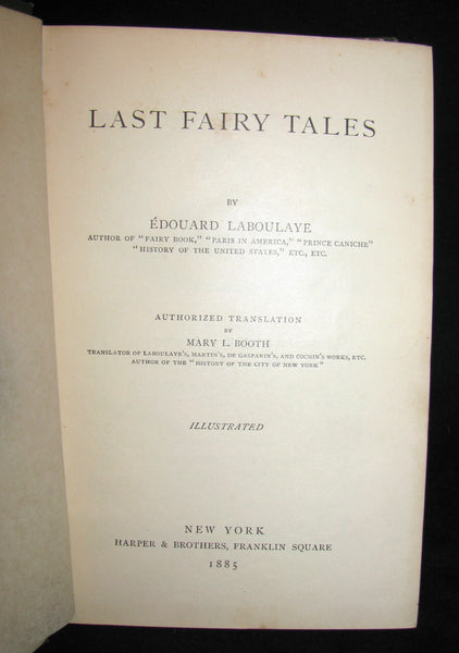 1885 Rare Book - Laboulaye's LAST FAIRY TALES - illustrated First Edition