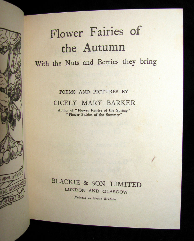1930's Book - Cicely Mary Barker - FLOWER FAIRIES OF THE AUTUMN