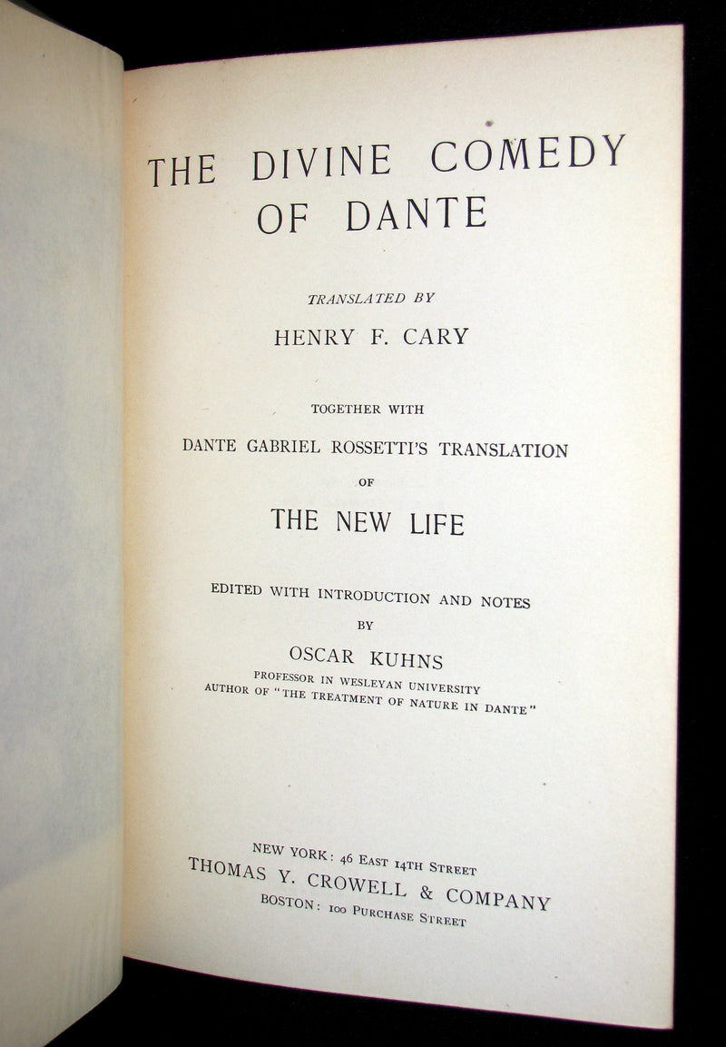 1897 Rare Book -  THE DIVINE COMEDY OF DANTE ALIGHIERI: Together with Dante Gabriel Rossetti's Translation of The New Life