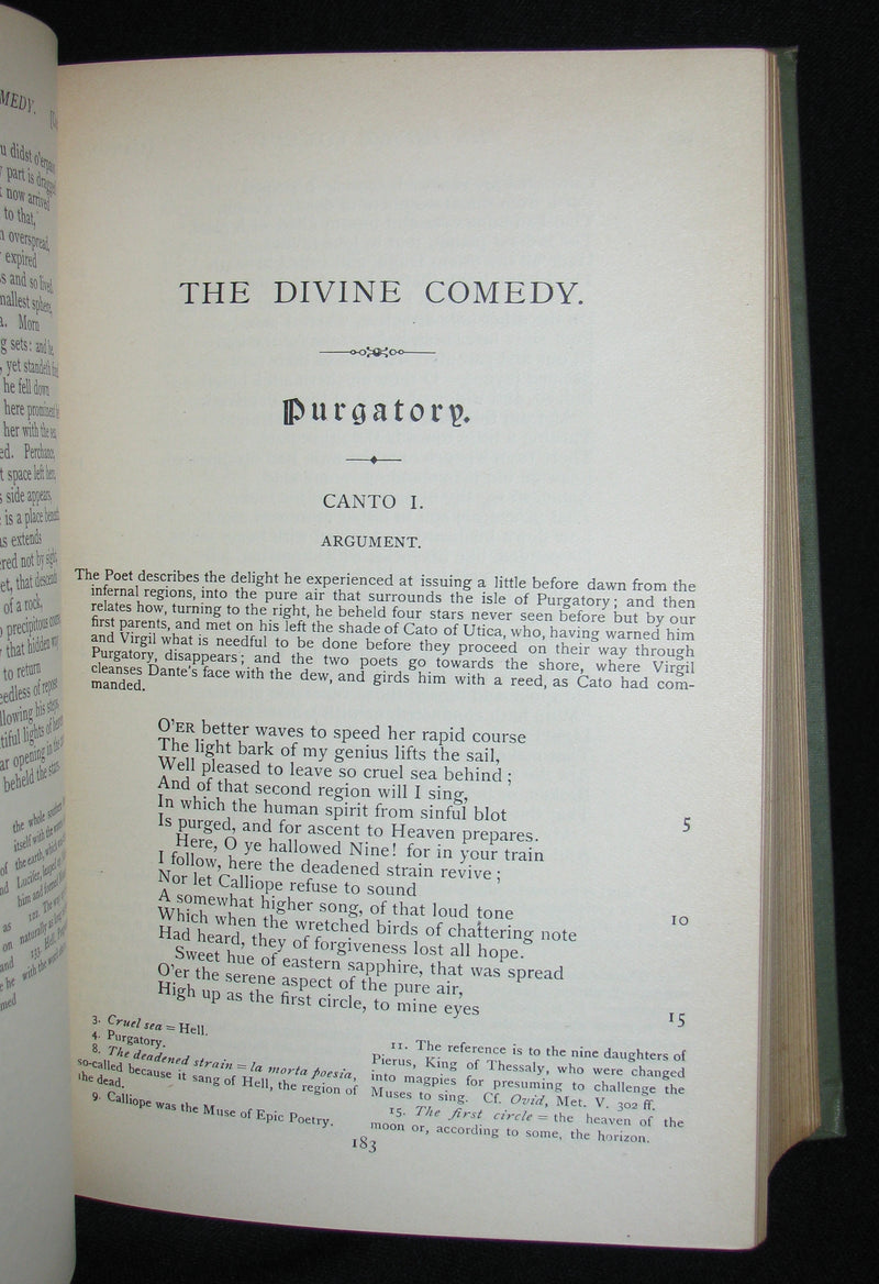 1897 Rare Book -  THE DIVINE COMEDY OF DANTE ALIGHIERI: Together with Dante Gabriel Rossetti's Translation of The New Life