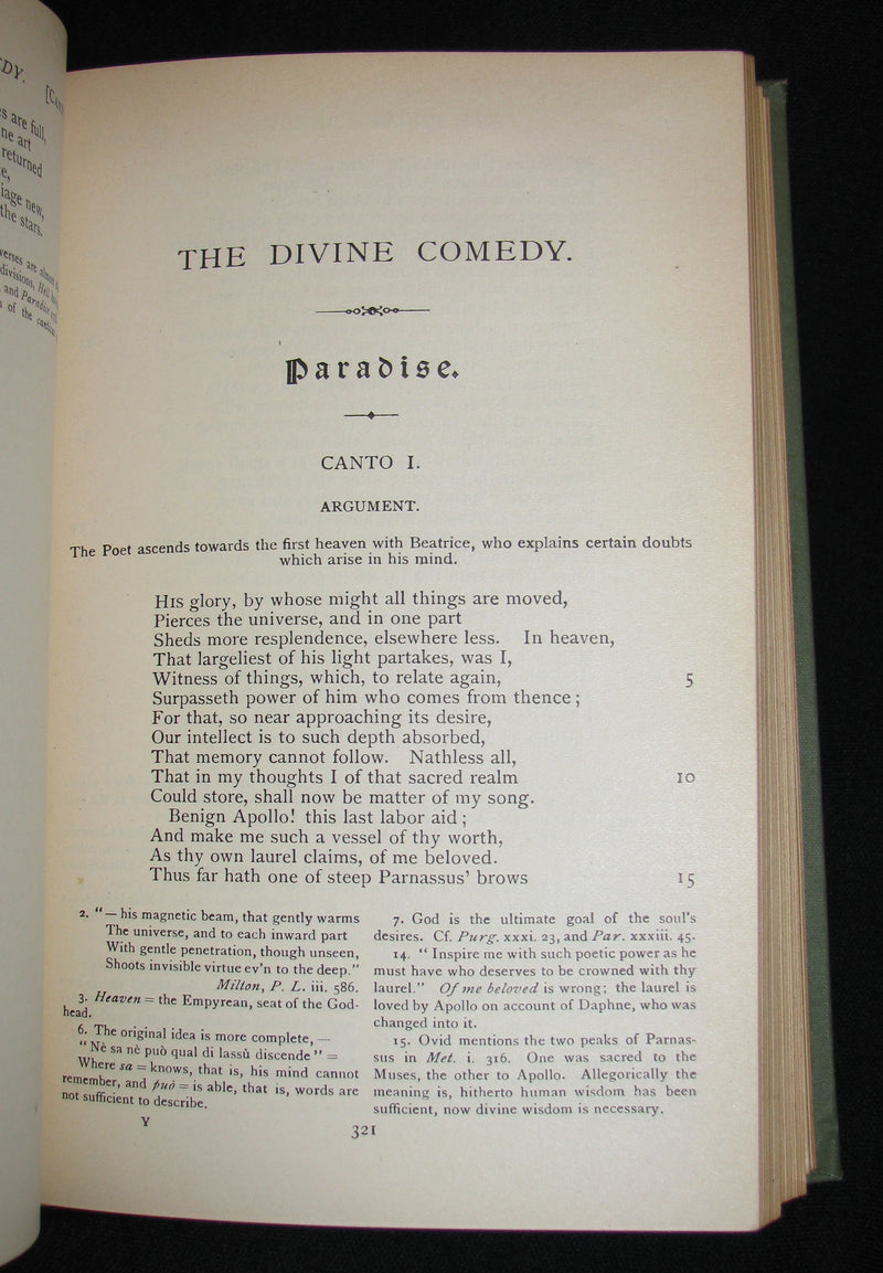 1897 Rare Book -  THE DIVINE COMEDY OF DANTE ALIGHIERI: Together with Dante Gabriel Rossetti's Translation of The New Life