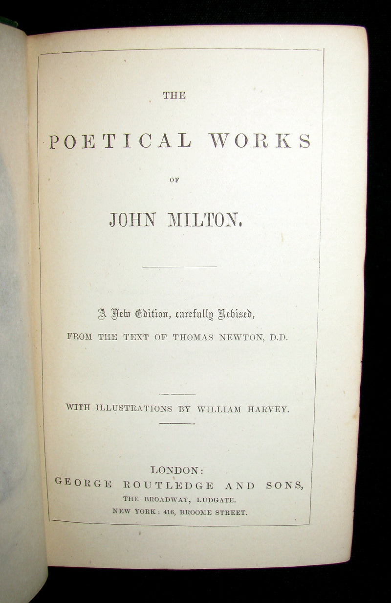 1885 Rare Book ~ The Poetical Works of John Milton illustrated by William Harvey