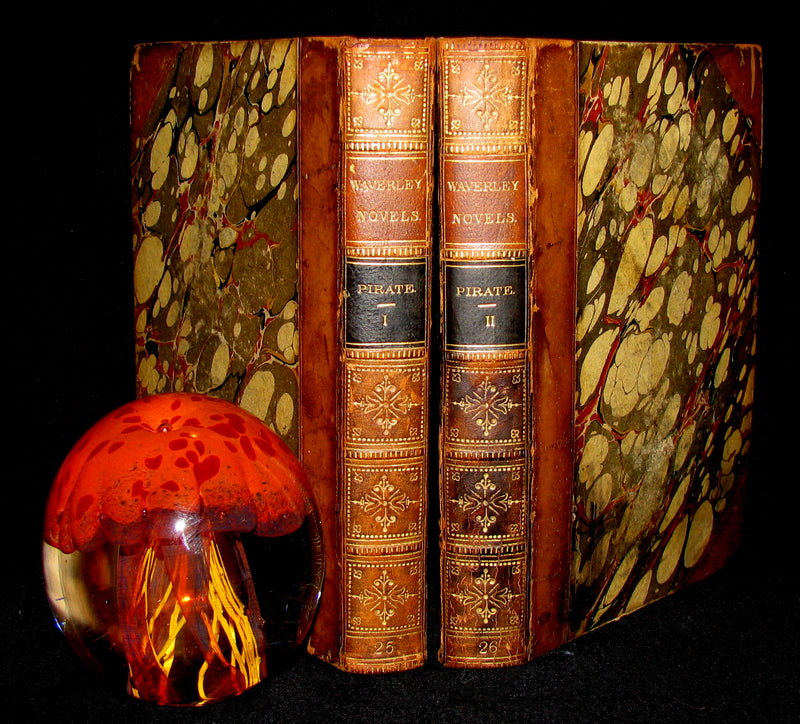 1858 Rare Book set  -  The Pirate (The Waverley Novels Household Edition - complete in 2 volumes)  by Walter Scott