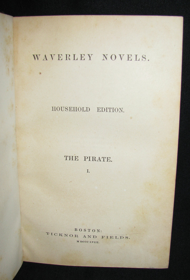 1858 Rare Book set  -  The Pirate (The Waverley Novels Household Edition - complete in 2 volumes)  by Walter Scott