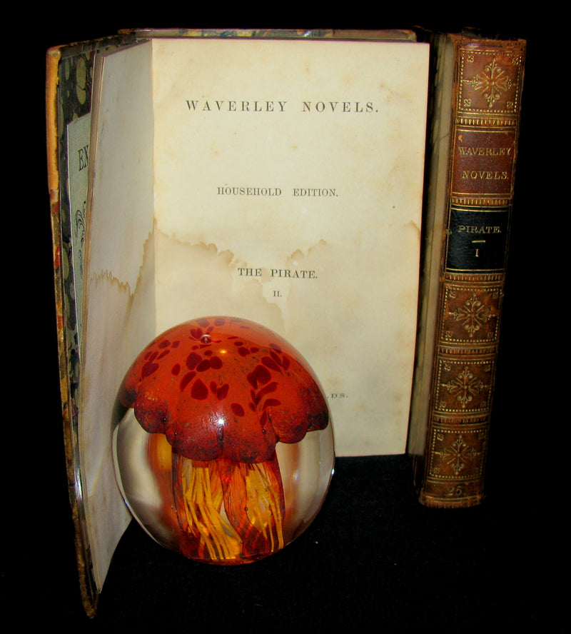 1858 Rare Book set  -  The Pirate (The Waverley Novels Household Edition - complete in 2 volumes)  by Walter Scott