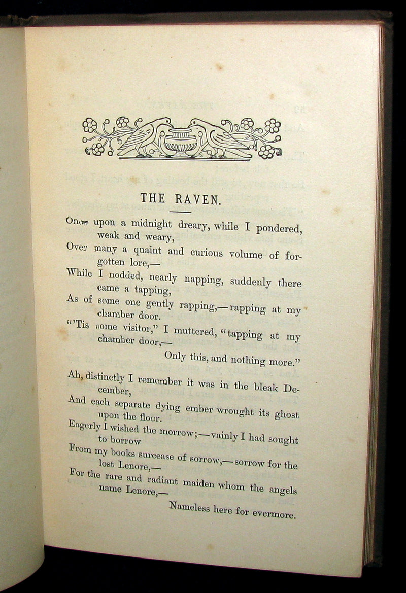 1883 Scarce Edition - Poems of Edgar Allan POE (The Raven, Lenore, ...) with Memoir. Illustrated.