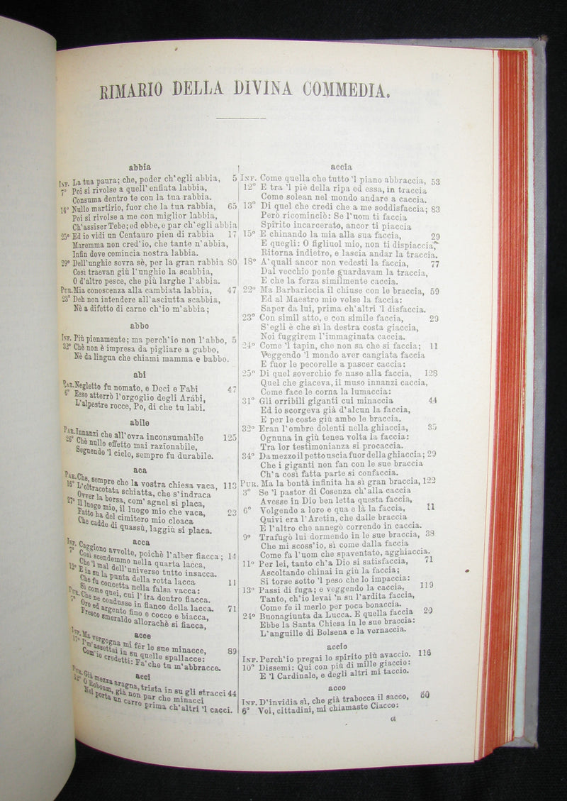 1892 Rare Italian Book - La Divina Commedia di DANTE ALIGHIERI