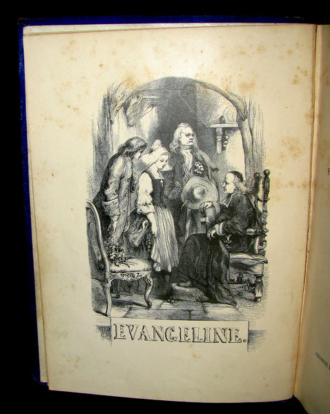 1856 Rare Victorian Book -  Evangeline  A tale of Acadie by Henry Wadsworth Longfellow. Illustrated.