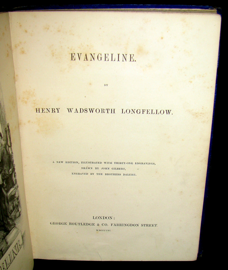 1856 Rare Victorian Book - EVANGELINE - A tale of Acadie by Henry Wadsworth Longfellow. Illustrated.