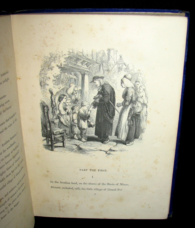 1856 Rare Victorian Book - EVANGELINE - A tale of Acadie by Henry Wadsworth Longfellow. Illustrated.
