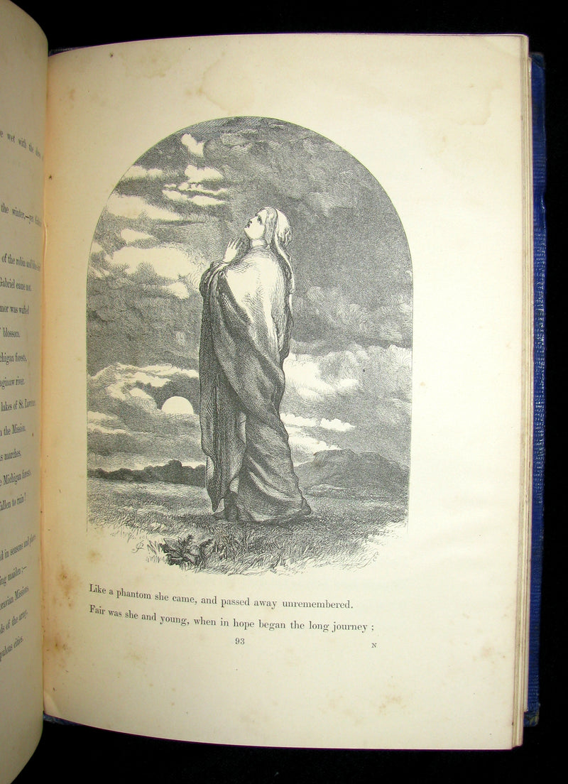 1856 Rare Victorian Book - EVANGELINE - A tale of Acadie by Henry Wadsworth Longfellow. Illustrated.
