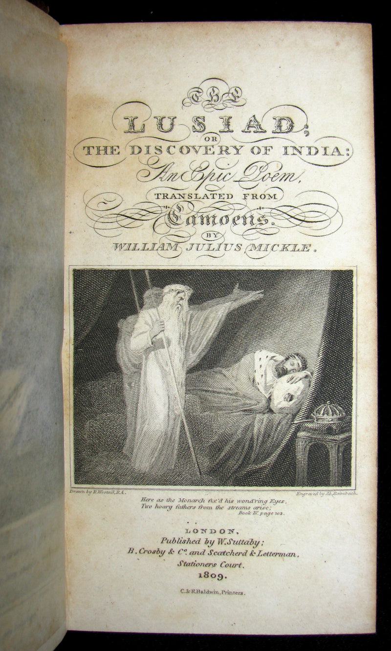 1809 Rare Book - The LUSIAD or, the Discovery of India - an Epic Poem Translated from Camoens.