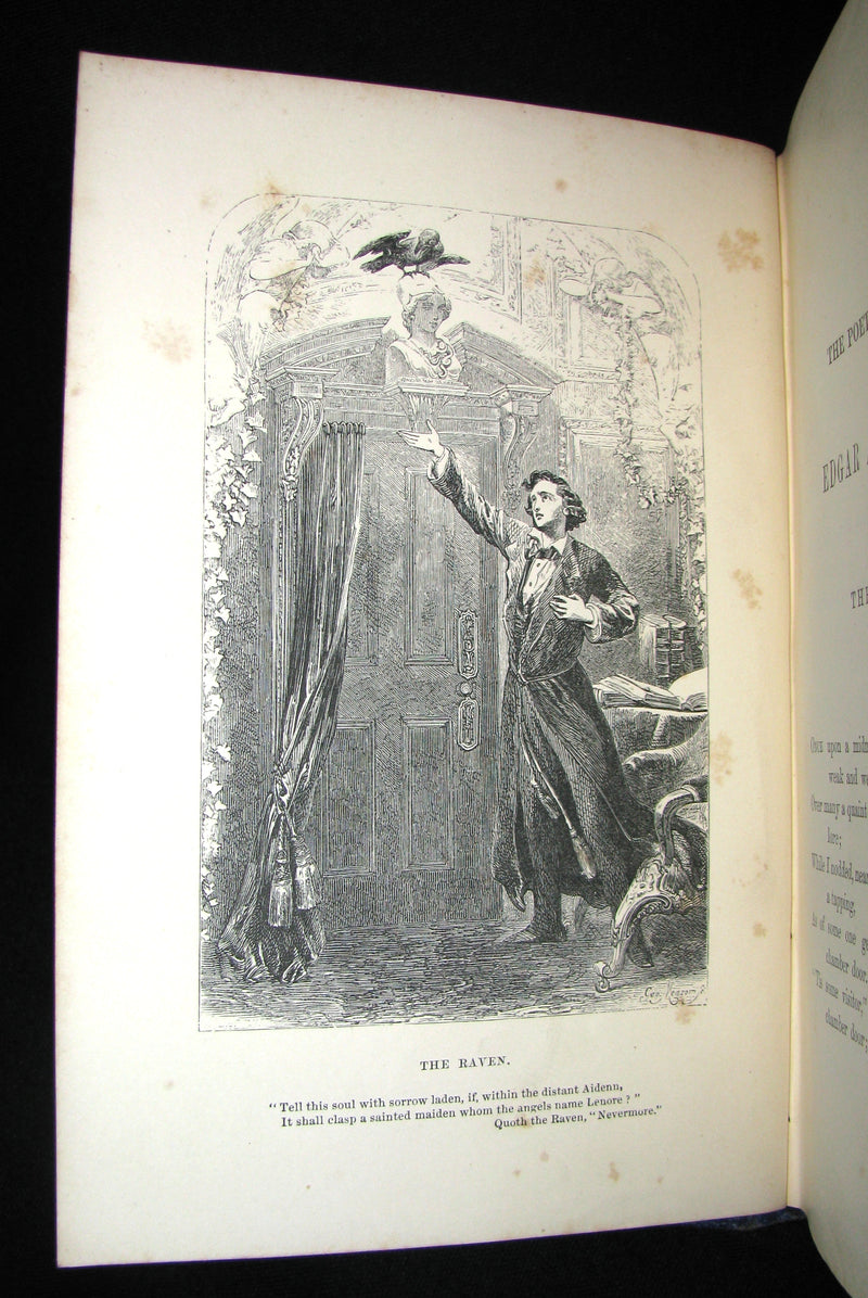 1859 Rare Book - The Poetical Works of EDGAR ALLAN POE with A Notice of his Life and Genius, by James Hannay. Illustrated.