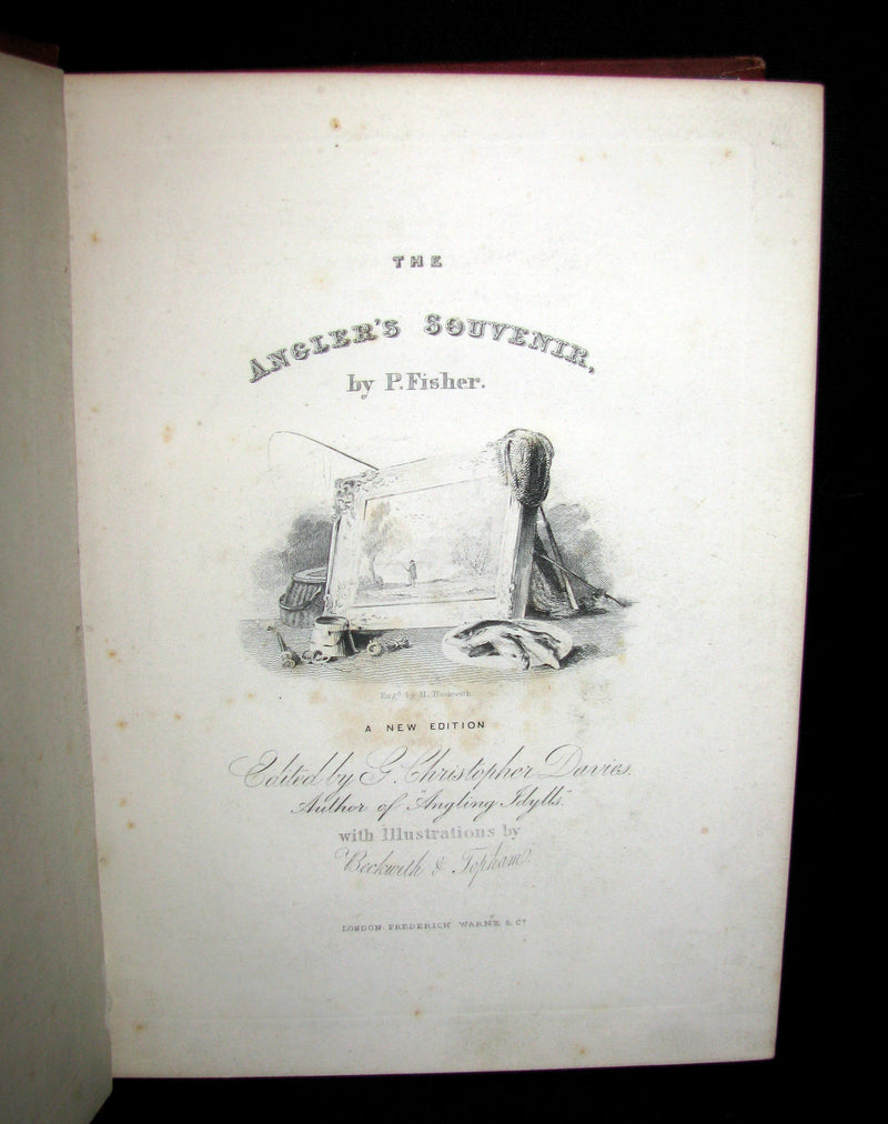 1877 Rare Victorian Book - The Angler's Souvenir. By P. Fisher. Edited by G. Christopher Davies