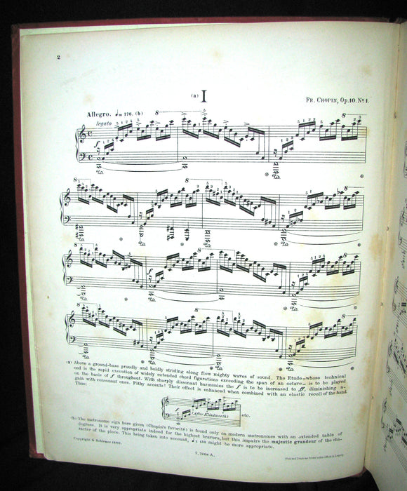 1880's Very Rare Victorian edition of Frederick CHOPIN 's ETUDES for Pianoforte - Music scores