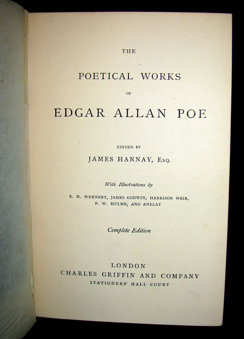 1860 Rare Victorian Book - The Poetical Works of EDGAR ALLAN POE. Illustrated.