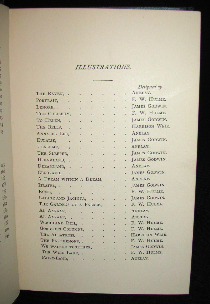 1860 Rare Victorian Book - The Poetical Works of EDGAR ALLAN POE. Illustrated.