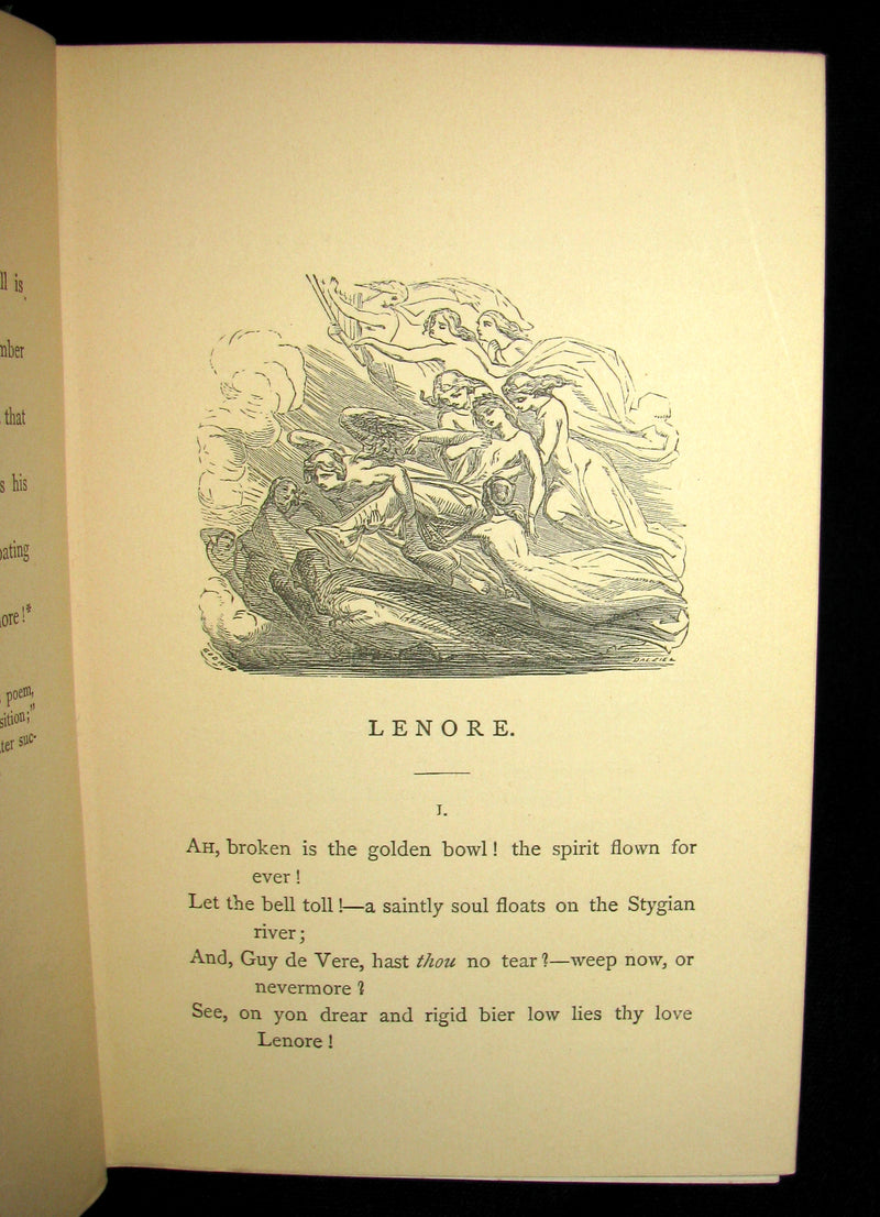 1860 Rare Victorian Book - The Poetical Works of EDGAR ALLAN POE. Illustrated.