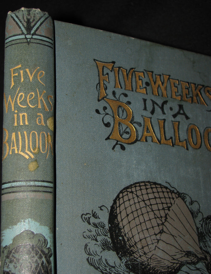 1898 Rare Victorian Book - FIVE WEEKS IN A BALLOON by JULES VERNE