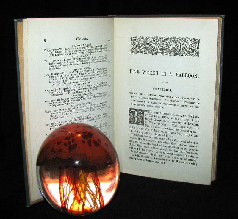 1898 Rare Victorian Book - FIVE WEEKS IN A BALLOON by JULES VERNE