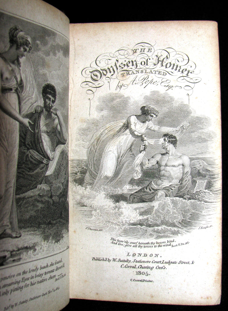 1805 Rare Book - The Odyssey of Homer. Translated by A. Pope, Esq.