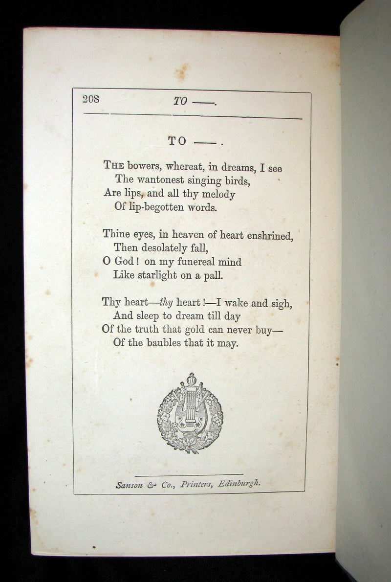 1860's Rare Victorian Book - The Poetical Works of Edgar Allan Poe. Edinburgh Edition.