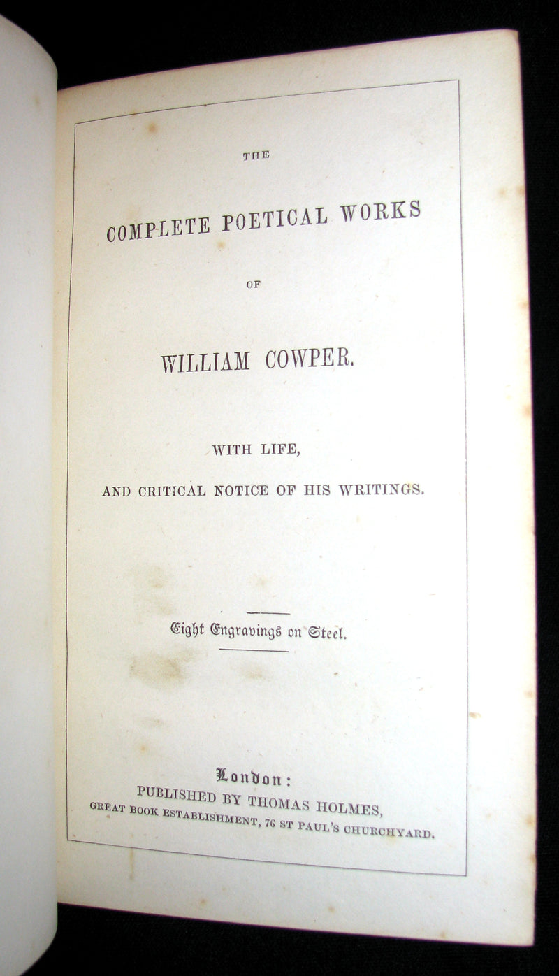 1850 Rare Book -  The Complete Poetical Works of William Cowper, illustrated.