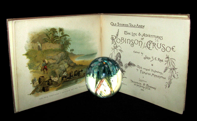1891 Rare Victorian Book - THE LIFE & ADVENTURES OF ROBINSON CRUSOE illustrated by Florence Maplestone