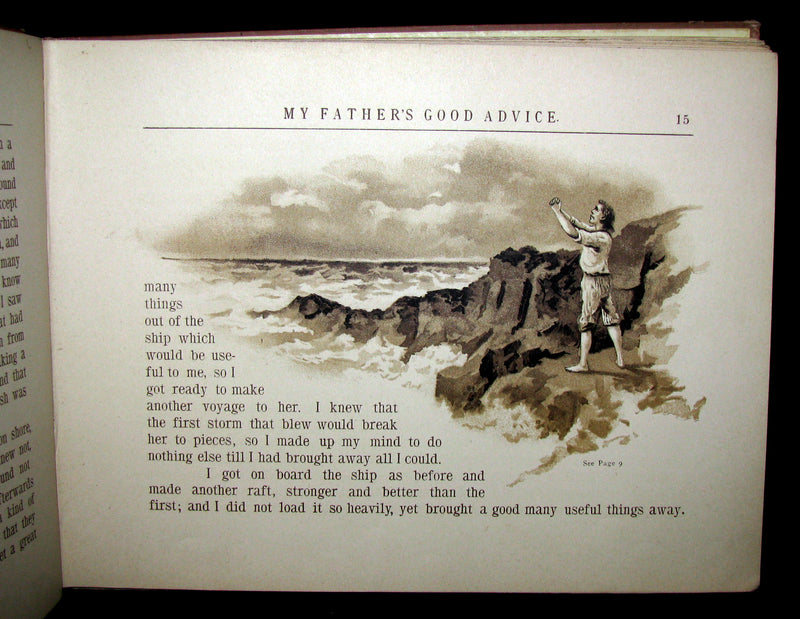 1891 Rare Victorian Book - THE LIFE & ADVENTURES OF ROBINSON CRUSOE illustrated by Florence Maplestone