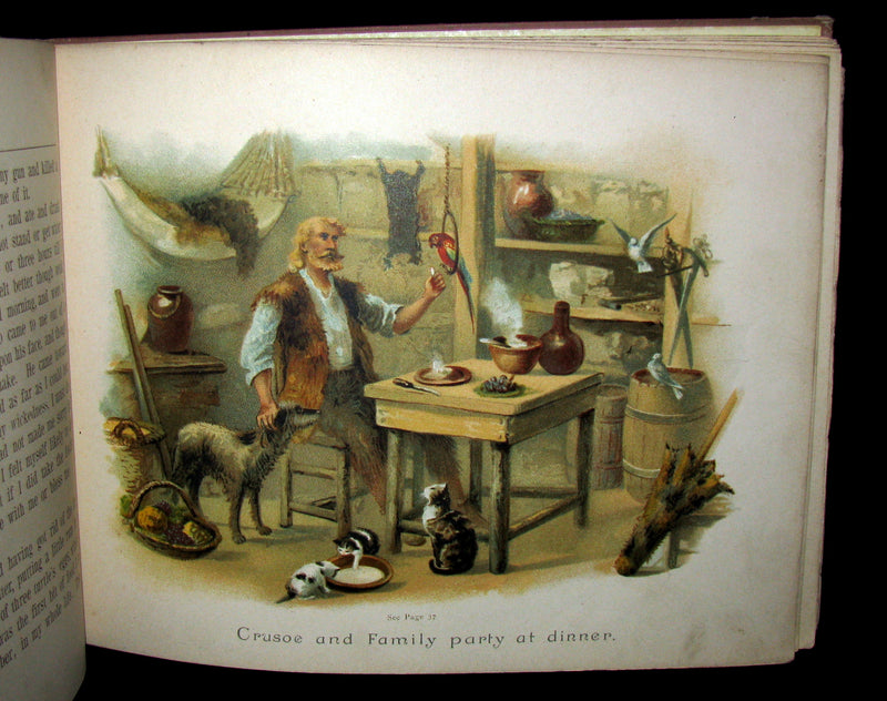 1891 Rare Victorian Book - THE LIFE & ADVENTURES OF ROBINSON CRUSOE illustrated by Florence Maplestone