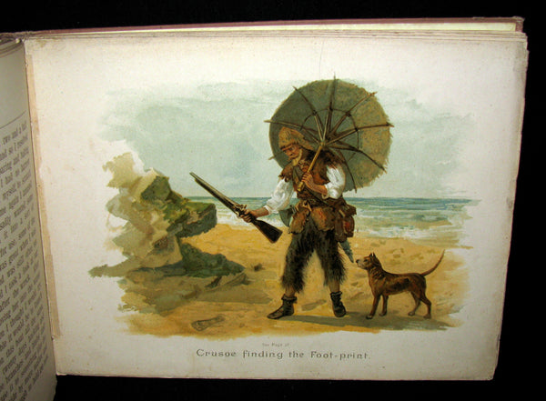 1891 Rare Victorian Book - THE LIFE & ADVENTURES OF ROBINSON CRUSOE illustrated by Florence Maplestone