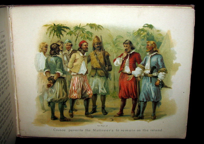 1891 Rare Victorian Book - THE LIFE & ADVENTURES OF ROBINSON CRUSOE illustrated by Florence Maplestone