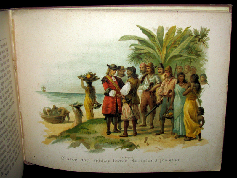1891 Rare Victorian Book - THE LIFE & ADVENTURES OF ROBINSON CRUSOE illustrated by Florence Maplestone