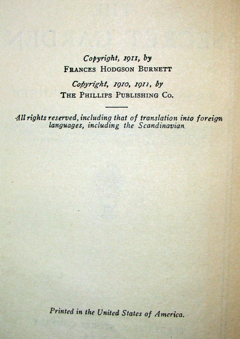 1911 Rare Book Early Edition - The Secret Garden by Frances Hodgson Burnett